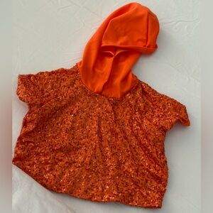 Orange Sequin Hooded Top kids dance wear